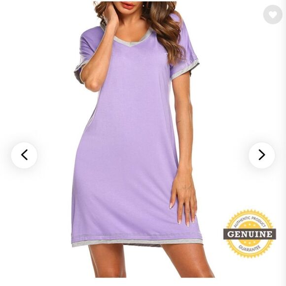 𝅺⭐️nwt Ekouaer Short Sleeve V Neck Nightdress⭐️ - Picture 2 of 6